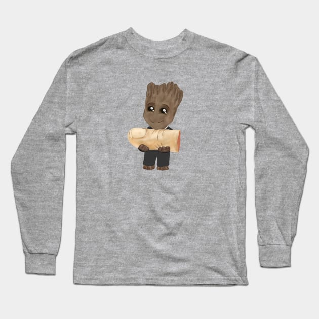 Groot and a thumb Long Sleeve T-Shirt by MadHatter2319